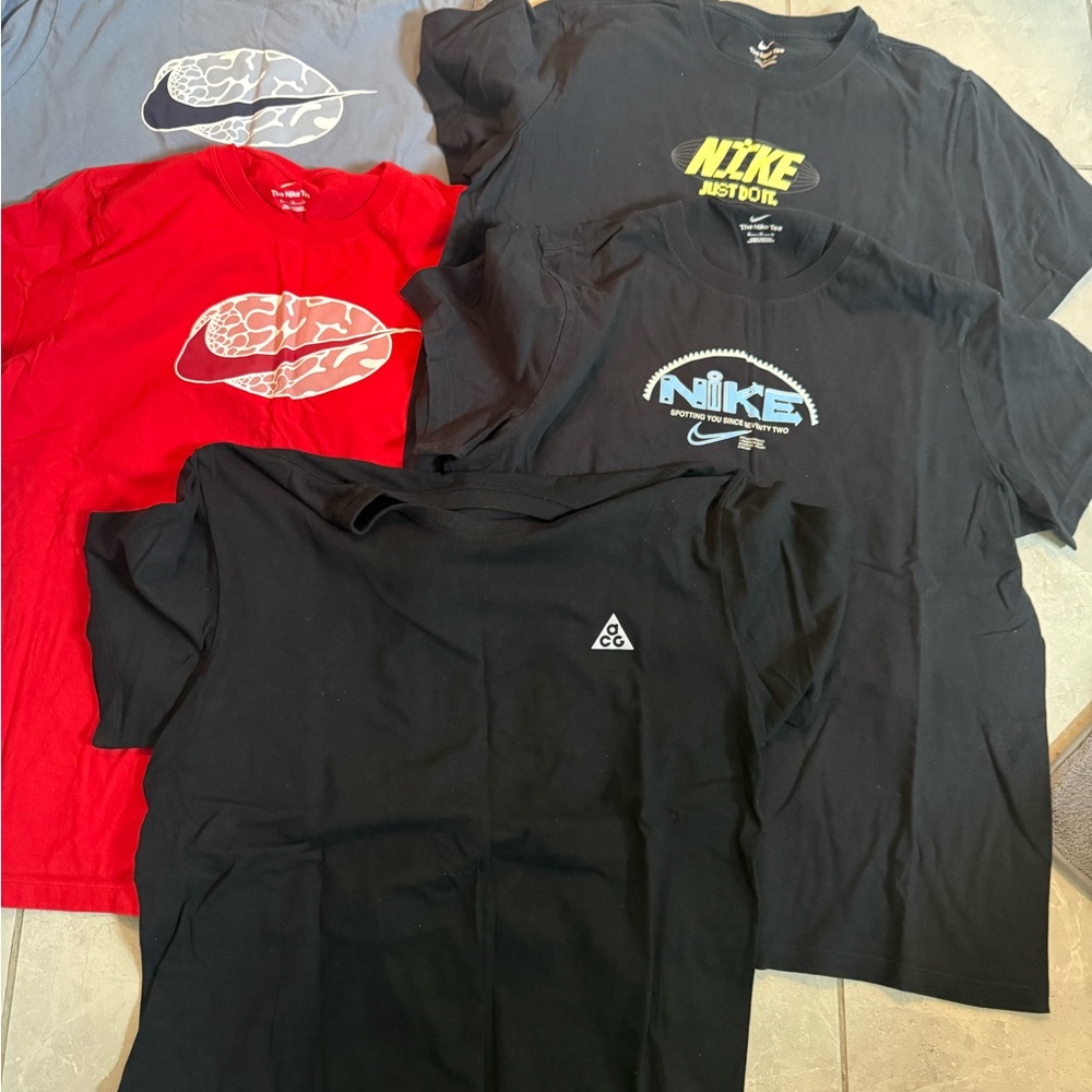 Nike T-Shirt Collection in Black, Red, and Gray